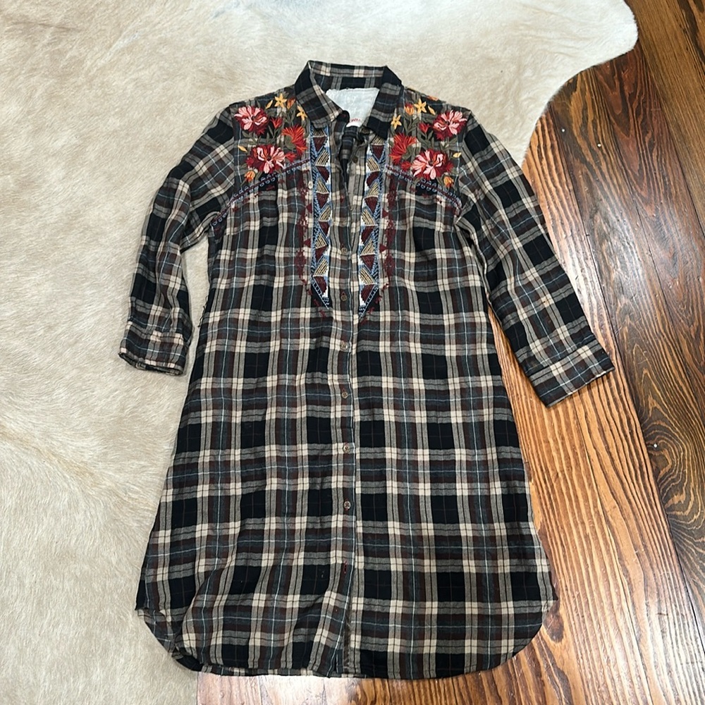 johnny was workshop embroidered long sleeve Shirt Dress Size xs